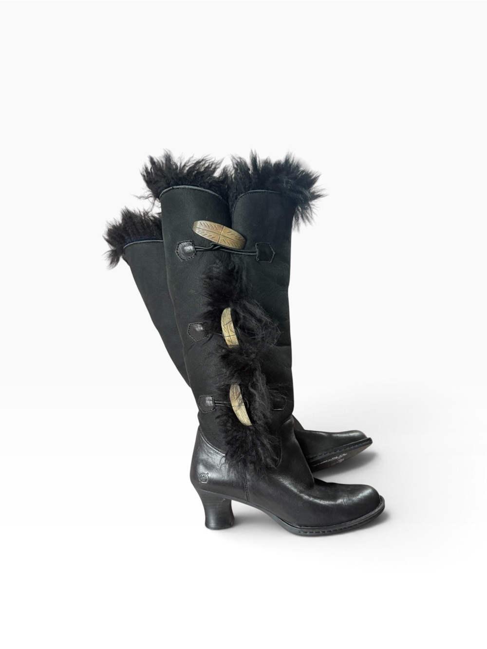 Born Black Plush Shearling Toggle Boots